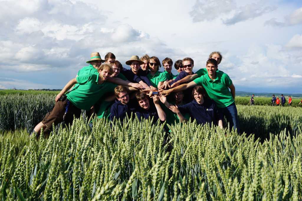 ein weiteres Gruppenfoto von Kamaro mit Nutzpflanzen im Vordergrund