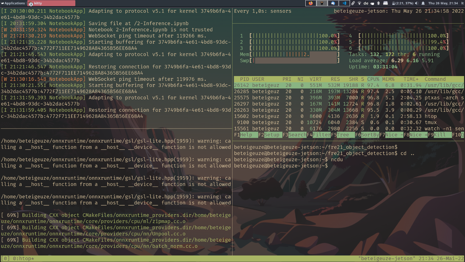 output of jtop while doint machine learning