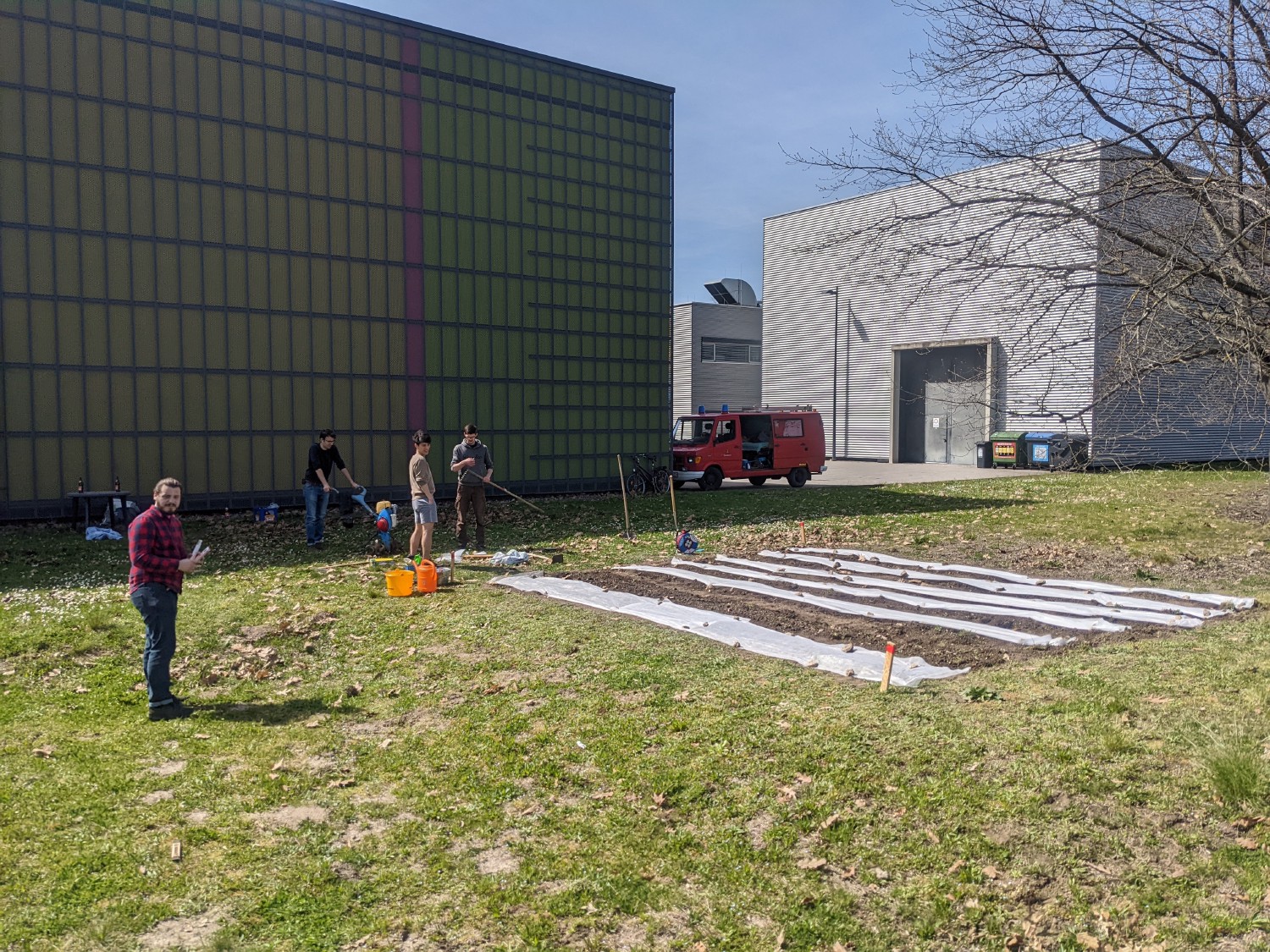 Since it is still early in the year, there could still be frost, so we cover the ground